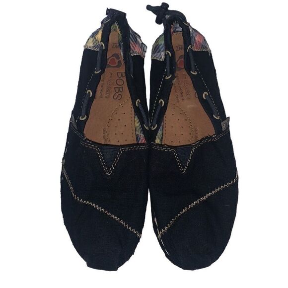 BOBS slip on navy drawstring flats 7 - Picture 2 of 6